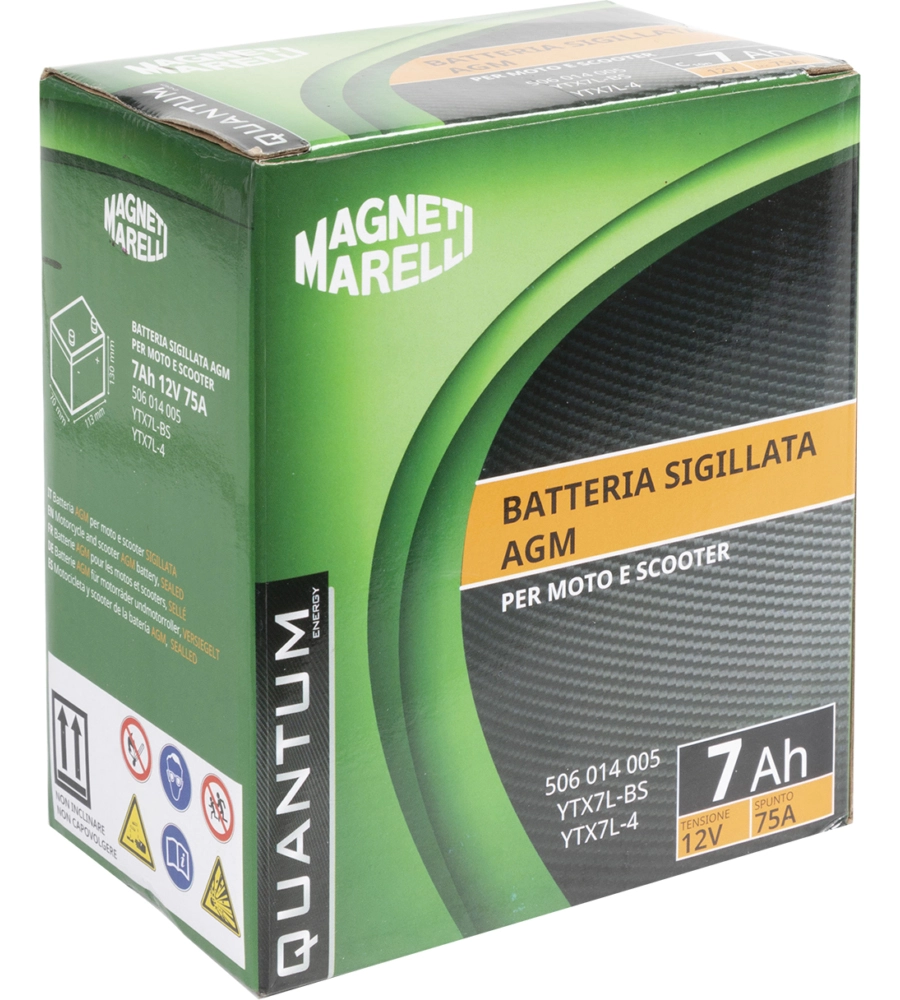 Magneti marelli batteria moto scooter 7ah 12v 75a agm sigillata polo positivo dx